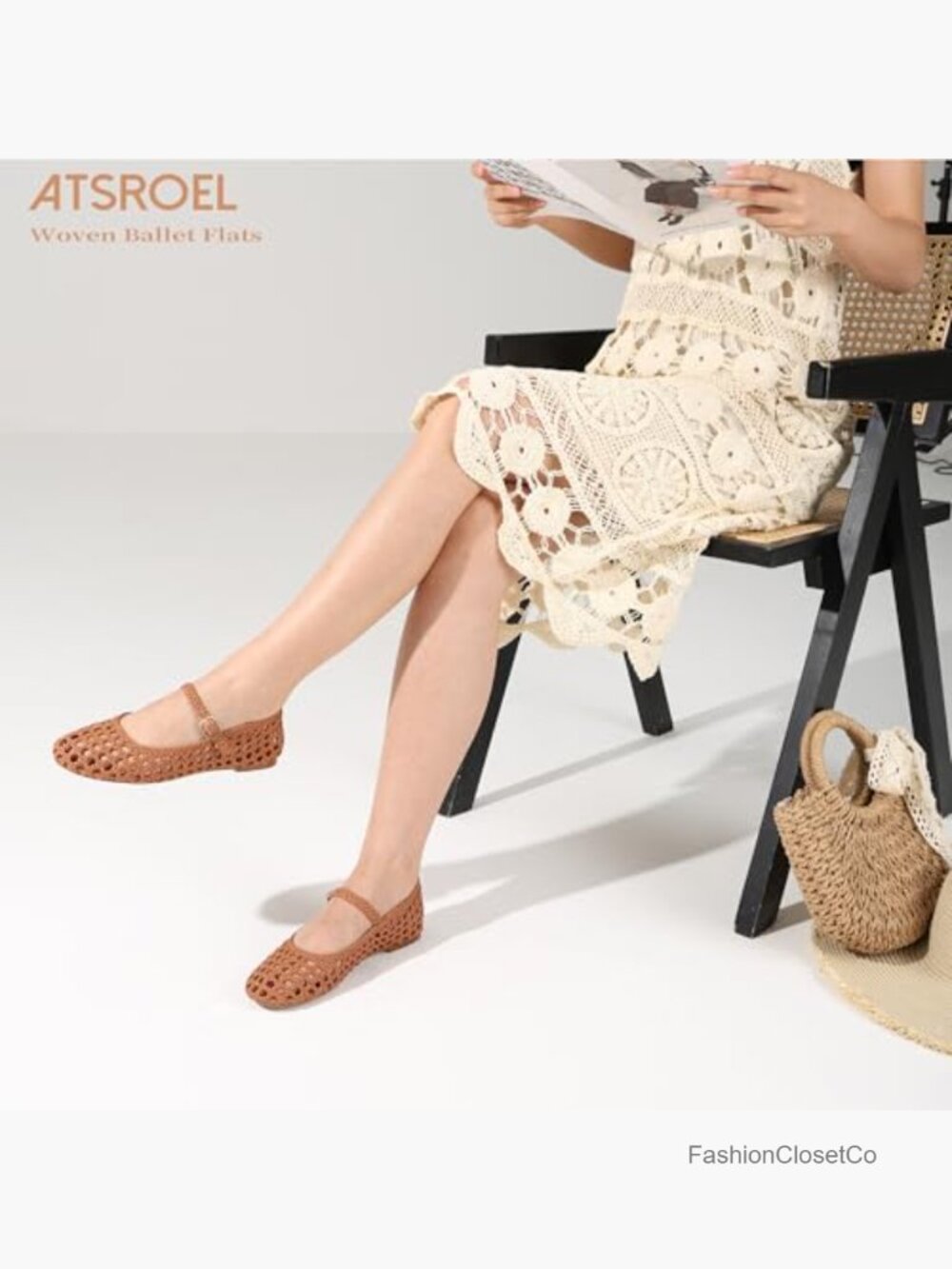 Woven Ballet Flats Round Toe Mesh Flats Buckle Strap Mary Jane Dressy Mesh - Picture 4 of 7